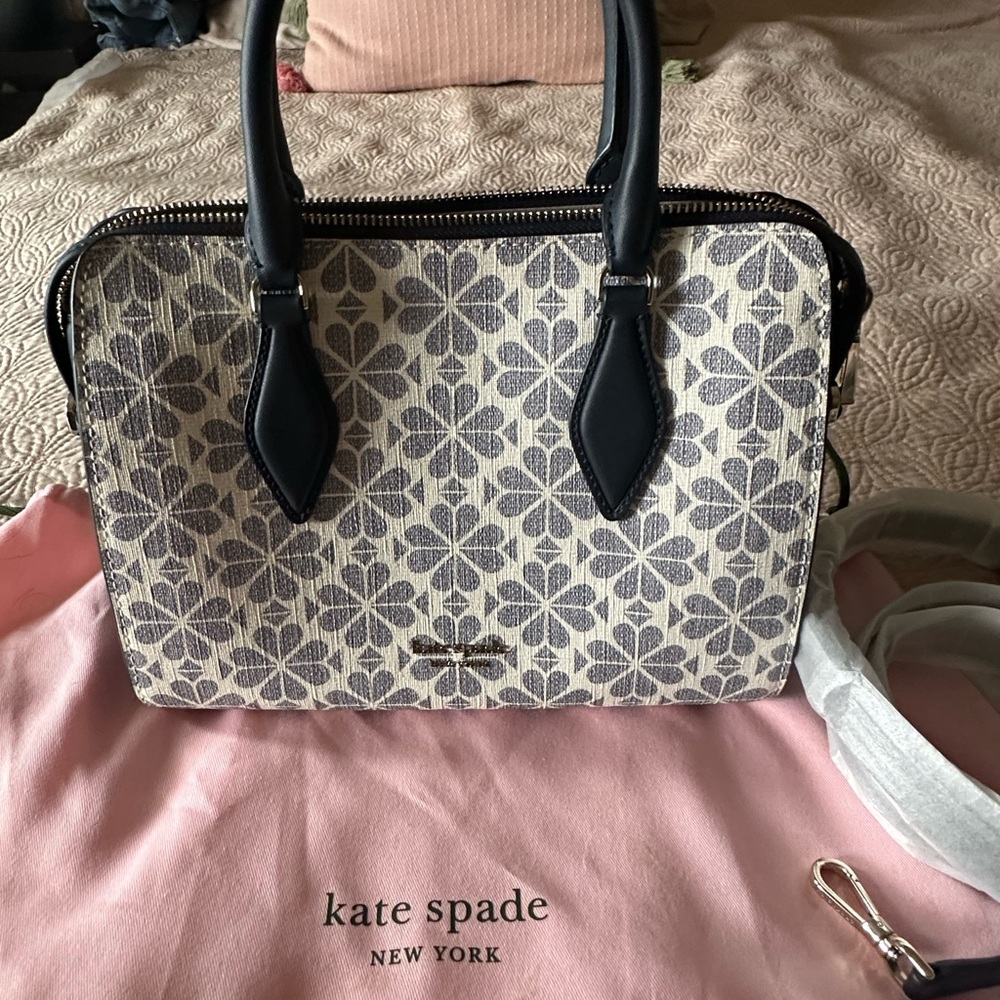 Kate Spade White and Blue Satchel with Timeless Style